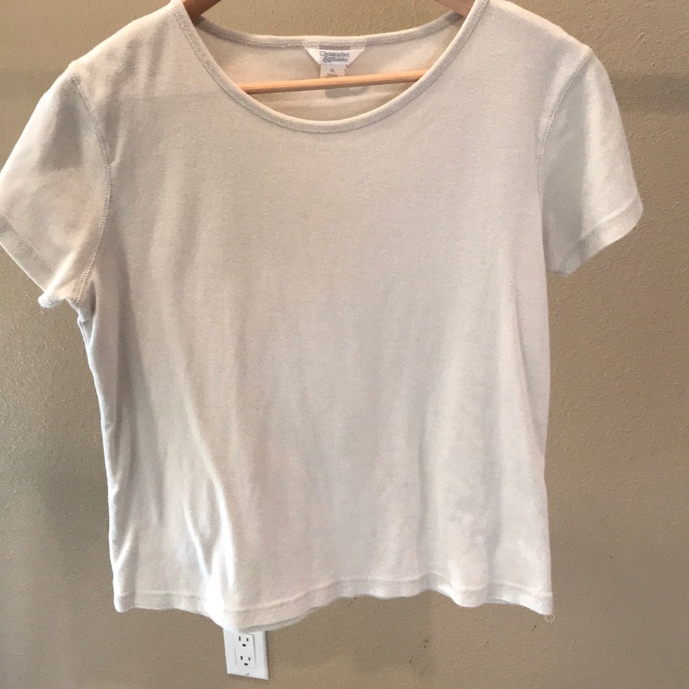 Christopher & Banks tan short sleeve crew neck